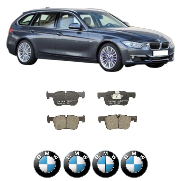 Set placute frana Fata BMW Seria 3 Touring (F31) 320 i din 2012-2015, KW 135 CP 184 CMC 1997, Auto, Bosch, 4 Stickere auto cu BMW