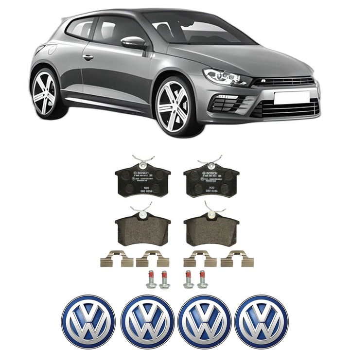Set placute frana Spate Volkswagen SCIROCCO III (137, 138) 1.4 TSI din 2008-2017, KW 90 CP 122 CMC 1390, Auto, Bosch, 4 Stickere auto cu Volkswagen