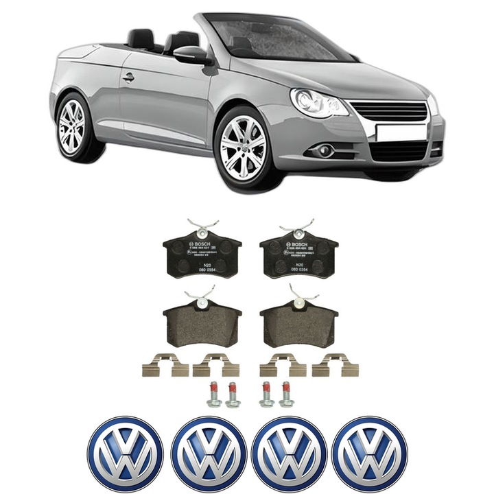 Set placute frana Spate Volkswagen EOS (1F7, 1F8) 2.0 FSI din 2006-2008, KW 110 CP 150 CMC 1984, Auto, Bosch, 4 Stickere auto cu Volkswagen