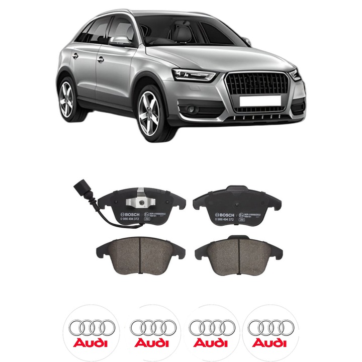 Set placute frana Fata AUDI Q3 (8UB, 8UG) 2.0 TDI din 2015-2018, KW 88 CP 120 CMC 1968, Auto, Bosch, 4 Stickere auto cu AUDI