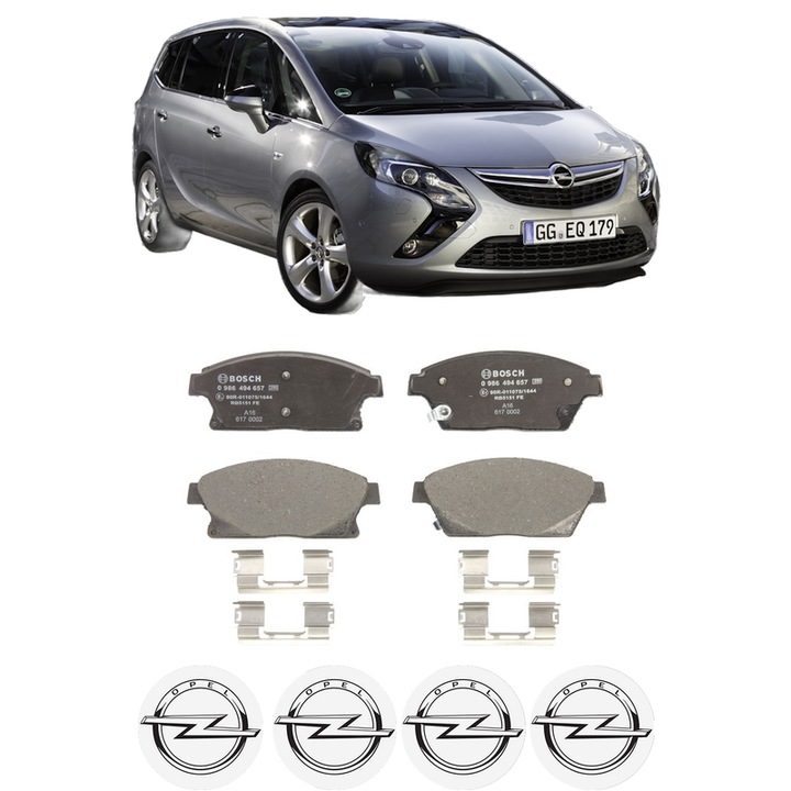 Set placute frana Fata OPEL ZAFIRA TOURER C (P12) 1.6 CDTI (75) din 2013, KW 100 CP 136 CMC 1598, Auto, Bosch, 4 Stickere auto cu OPEL