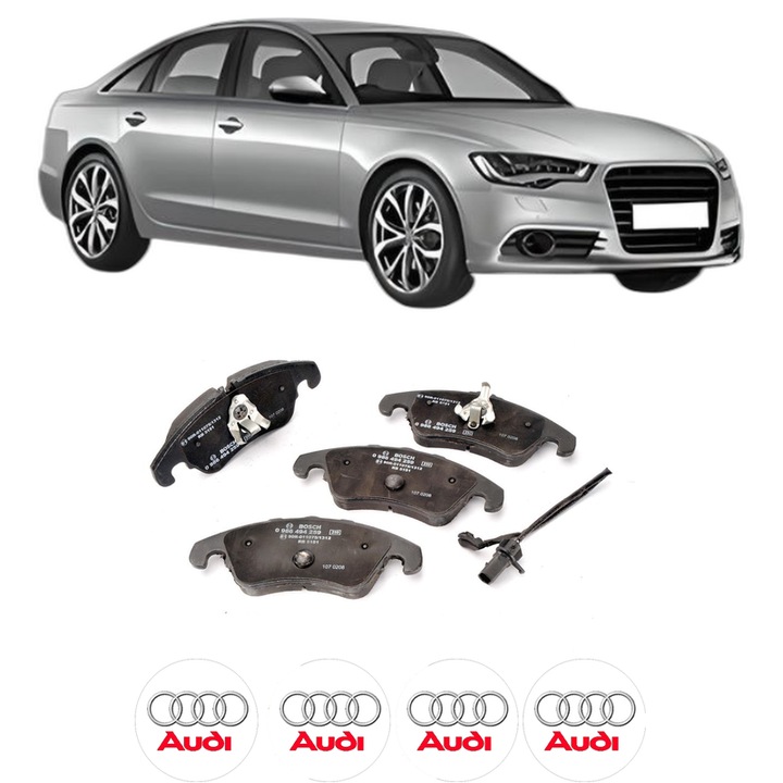 Set placute frana Fata AUDI A6 C7 (4G2, 4GC) 2.0 TFSI din 2013-2018, KW 162 CP 220 CMC 1984, Auto, Bosch, 4 Stickere auto cu AUDI