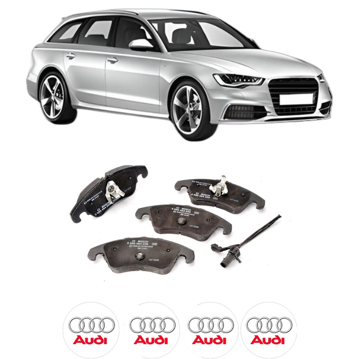 Set placute frana Fata AUDI A6 C7 Avant (4G5, 4GD) 3.0 TDI din 2011-2018, KW 150 CP 204 CMC 2967, Auto, Bosch, 4 Stickere auto cu AUDI