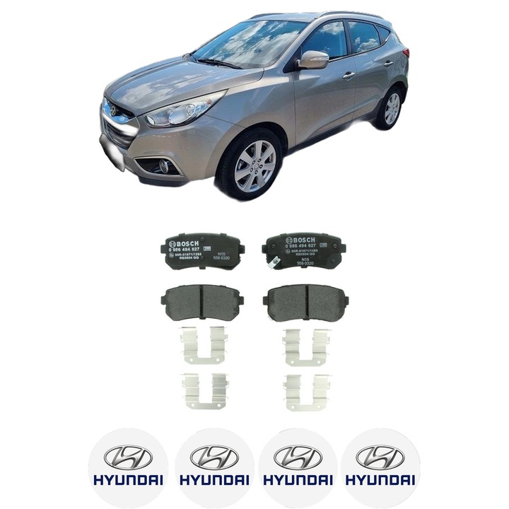 Set placute frana Spate HYUNDAI ix35 Van CRDi 4WD din 2009-2015, KW 100 CP 136 CMC 1995, Auto, Bosch, 4 Stickere auto cu HYUNDAI