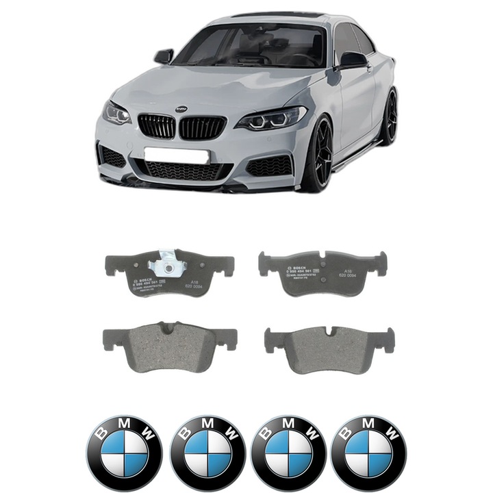 Set placute frana Fata BMW Seria 2 Coupe (F22, F87) 218 i din 2015-2021, KW 100 CP 136 CMC 1499, Auto, Bosch, 4 Stickere auto cu BMW
