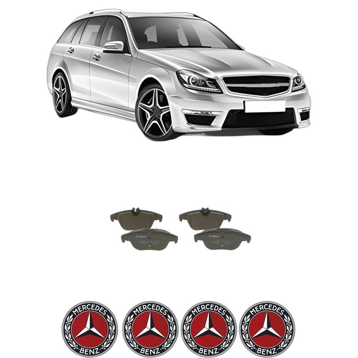 Set placute frana Spate MERCEDES-BENZ C-CLASS T-Model (S204) C 230 (204.252) din 2007-2014, KW 150 CP 204 CMC 2496, Auto, Bosch, 4 Stickere auto cu MERCEDES-BENZ