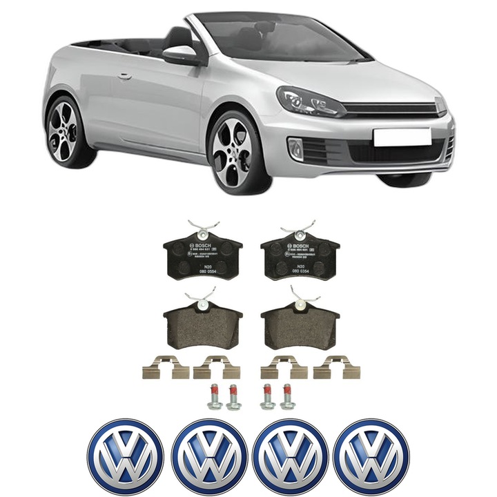 Set placute frana Spate Volkswagen GOLF VI Convertible (517) 1.2 TSI 16V din 2013-2016, KW 77 CP 105 CMC 1197, Auto, Bosch, 4 Stickere auto cu Volkswagen