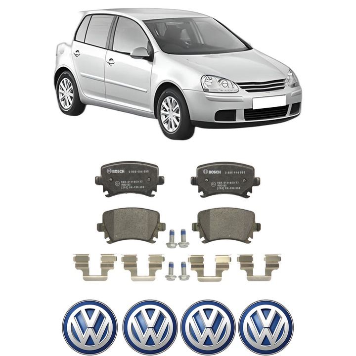 Set placute frana Spate Volkswagen GOLF V (1K1) 2.0 FSI 4motion din 2004-2008, KW 110 CP 150 CMC 1984, Auto, Bosch, 4 Stickere auto cu Volkswagen