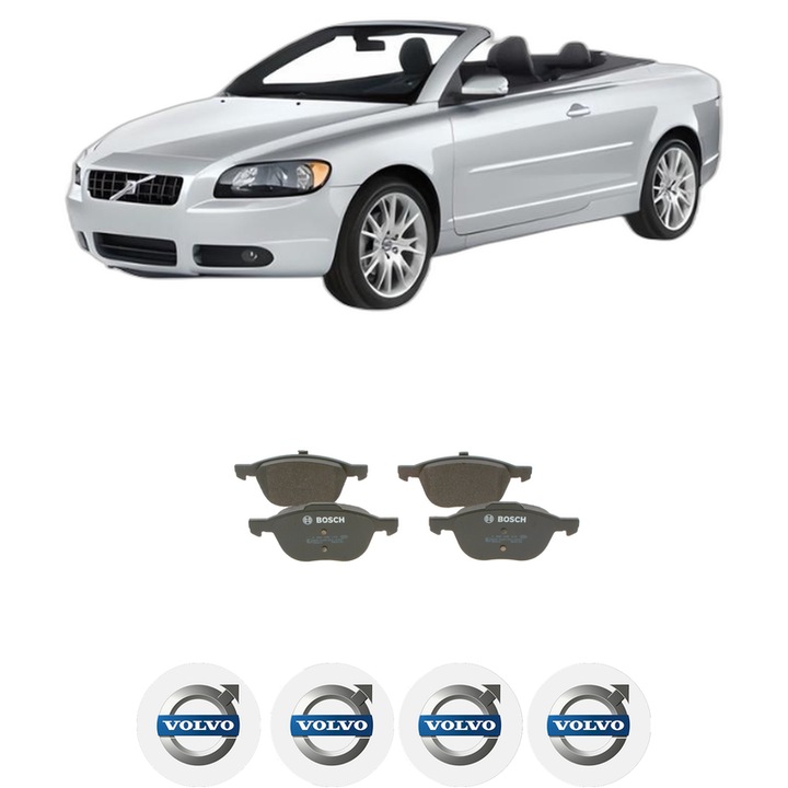 Set placute frana Fata VOLVO C70 II Convertible (542) D5 din 2006-2013, KW 132 CP 180 CMC 2400, Auto, Bosch, 4 Stickere auto cu VOLVO