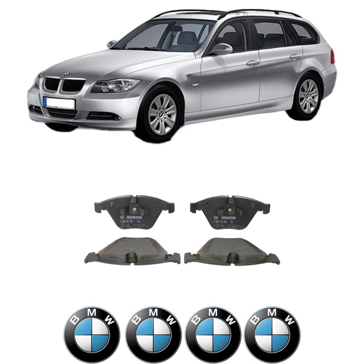 Set placute frana Fata BMW Seria 3 Touring (E91) 320 i din 2005-2012, KW 110 CP 150 CMC 1995, Auto, Bosch, 4 Stickere auto cu BMW