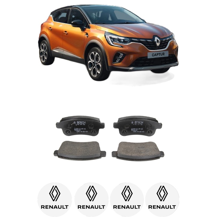 Fékbetét készlet Hátsó RENAULT CAPTUR II (HF_) E-TECH 145 (HFMU) 2022-től, KW 105 LE 143 CMC 1598, Autó, Bosch, 4 db RENAULT autós matrica