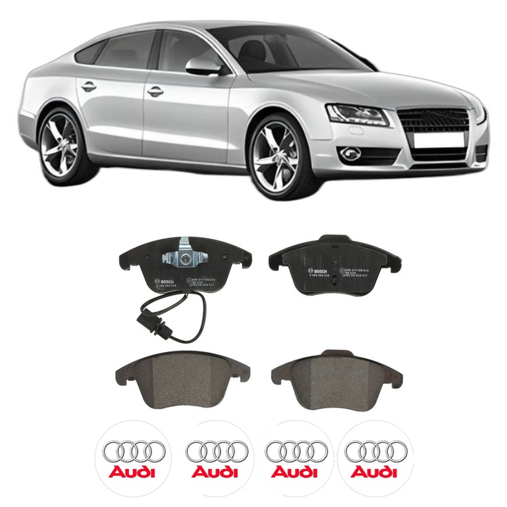 Set placute frana Fata AUDI A5 Sportback (8TA) 2.0 TFSI din 2013-2016, KW 165 CP 224 CMC 1984, Auto, Bosch, 4 Stickere auto cu AUDI
