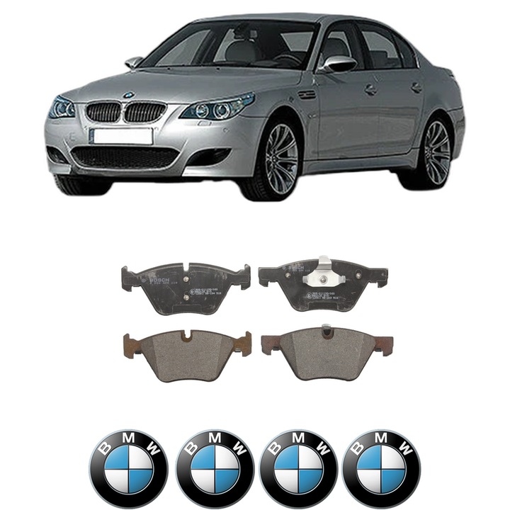 Fékbetét készlet első BMW Seria 5 (E60) 520 i 2006-2010, KW 120 LE 163 CMC 1995, Autó, Bosch, 4 BMW autós matrica