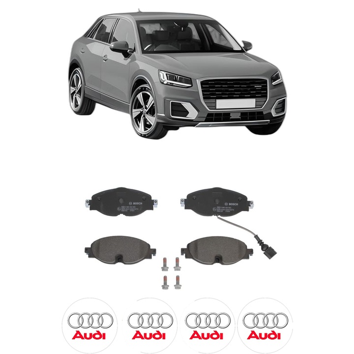 Set placute frana Fata AUDI Q2 (GAB, GAG) 35 TFSI din 2018, KW 110 CP 150 CMC 1498, Auto, Bosch, 4 Stickere auto cu AUDI