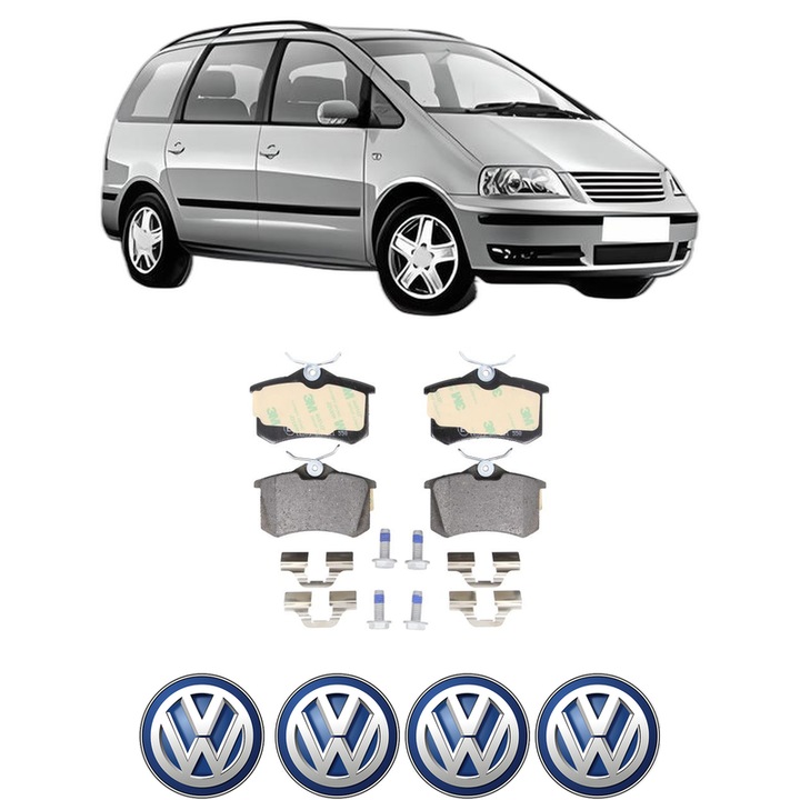 Set placute frana Spate Volkswagen SHARAN (7M8, 7M9, 7M6) 1.9 TDI din 1995-2010, KW 66 CP 90 CMC 1896, Auto, Bosch, 4 Stickere auto cu Volkswagen