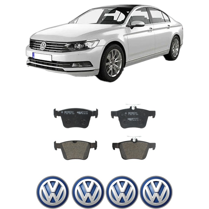 Set placute frana Spate Volkswagen PASSAT B8 (3G2, CB2) 2.0 TDI 4motion din 2014-2024, KW 110 CP 150 CMC 1968, Auto, Bosch, 4 Stickere auto cu Volkswagen