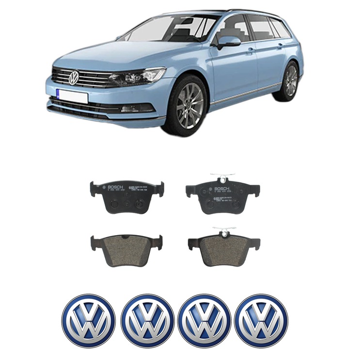 Set placute frana Spate Volkswagen PASSAT B8 Variant (3G5, CB5) 2.0 TDI din 2014-2024, KW 140 CP 190 CMC 1968, Auto, Bosch, 4 Stickere auto cu Volkswagen