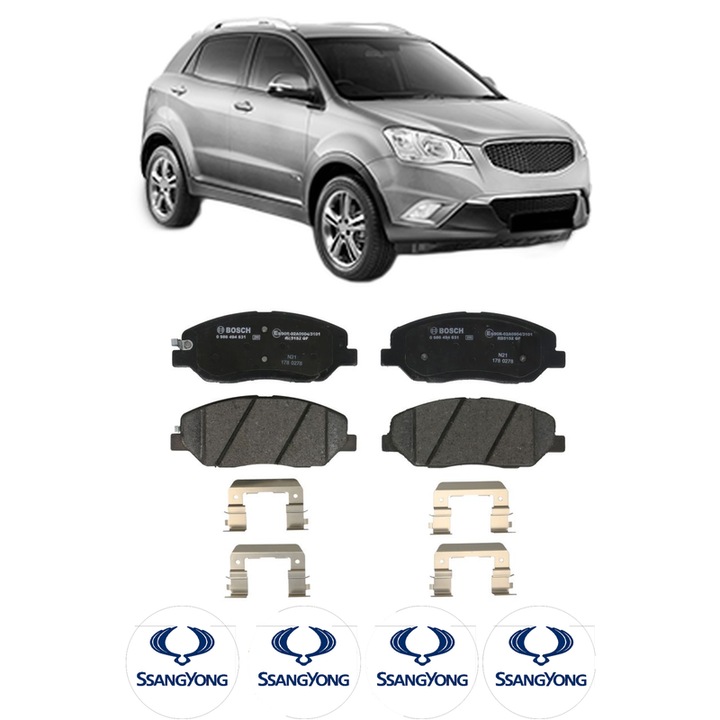 Set placute frana Fata SSANGYONG KORANDO (CK) 2.0 din 2012, KW 110 CP 150 CMC 1998, Auto, Bosch, 4 Stickere auto cu SSANGYONG