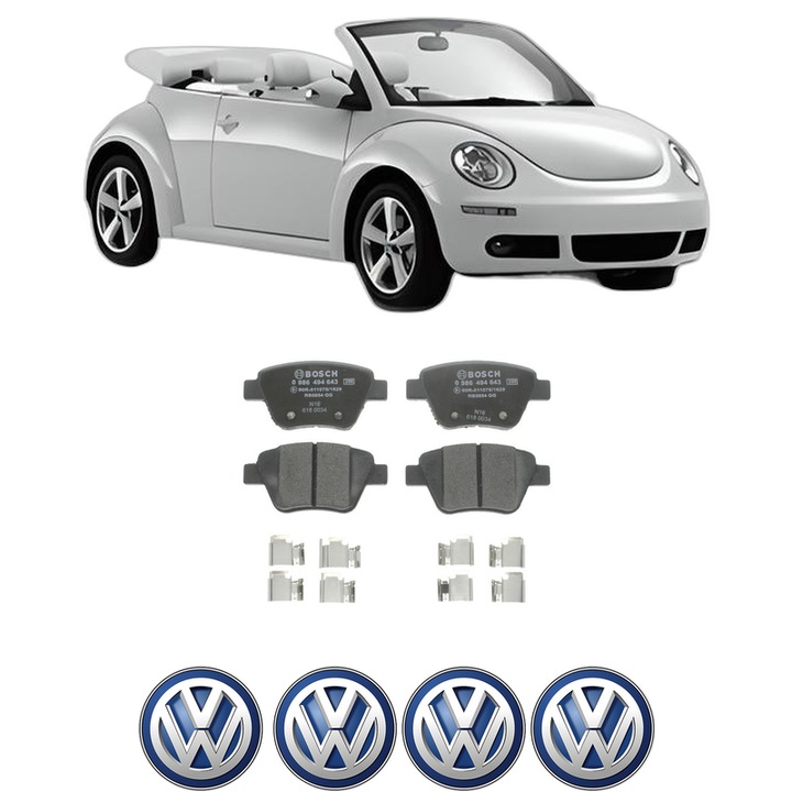 Set placute frana Spate Volkswagen BEETLE Convertible (5C7, 5C8) 2.0 TDI din 2014-2018, KW 81 CP 110 CMC 1968, Auto, Bosch, 4 Stickere auto cu Volkswagen