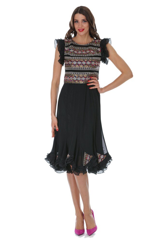Rochie tul negru cu dantela Liza Panait M-58E