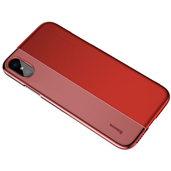 Husa de protectie Baseus Half Apple Iphone X/XS, Transparent/Rosu