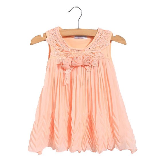 Rochita sifon cu borderie Babyrow corai