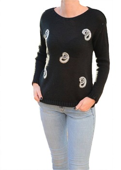 Bluza rafinata de toamna, cu imprimeu paisley,D&J Exclusive, Negru Bluza rafinata de toamna, cu imprimeu paisley,D&J Exclusive, Negru