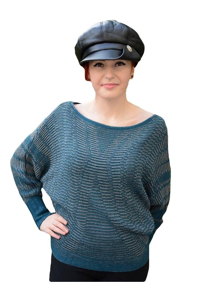 Bluza calduroasa moderna, cu maneci largi,D&J Exclusive, Turcoaz