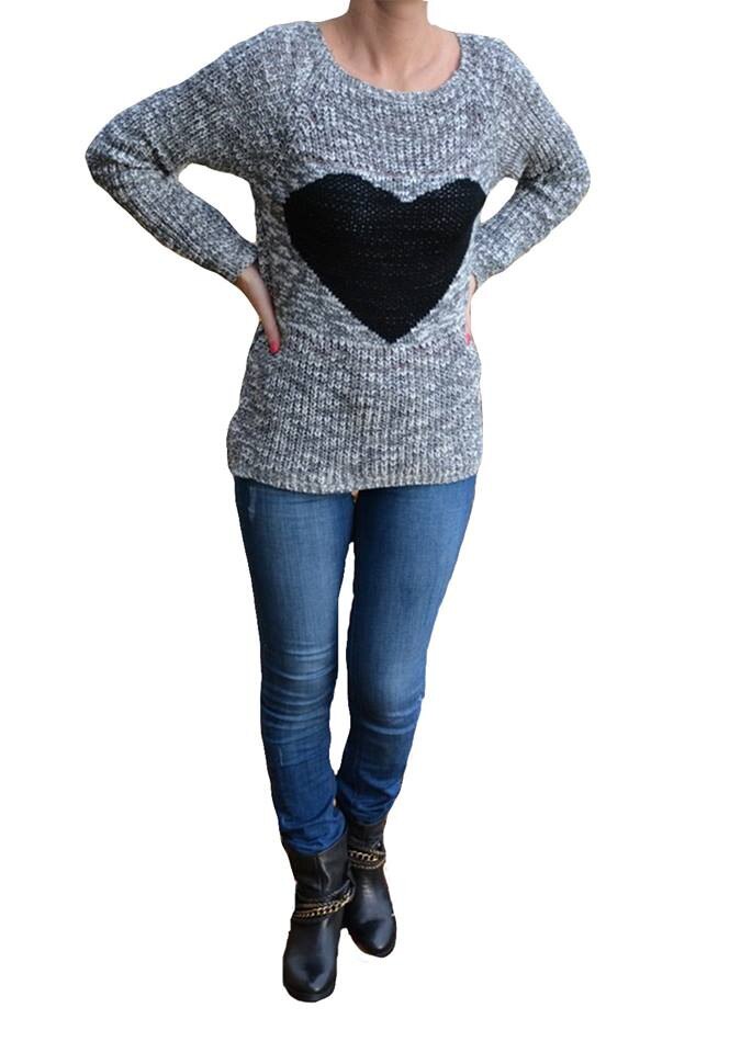 Bluza originala cu imprimeu, pentru toamna-iarna,D&J Exclusive, Gri