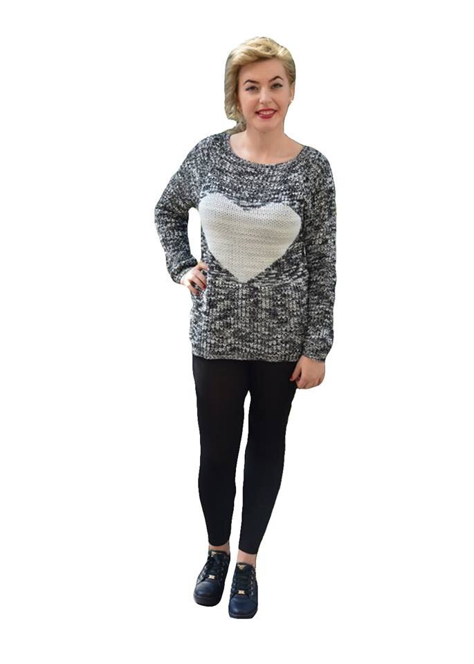 Bluza originala cu imprimeu, pentru toamna-iarna,D&J Exclusive, Negru/ Alb