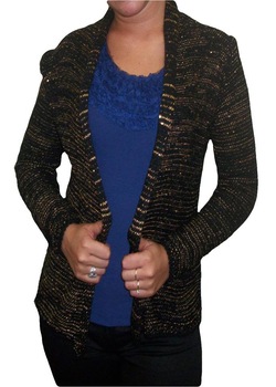 Bluze tricotate, gen jerseu, cu fir auriu,D&J Exclusive, Negru Bluze tricotate, gen jerseu, cu fir auriu,D&J Exclusive, Negru