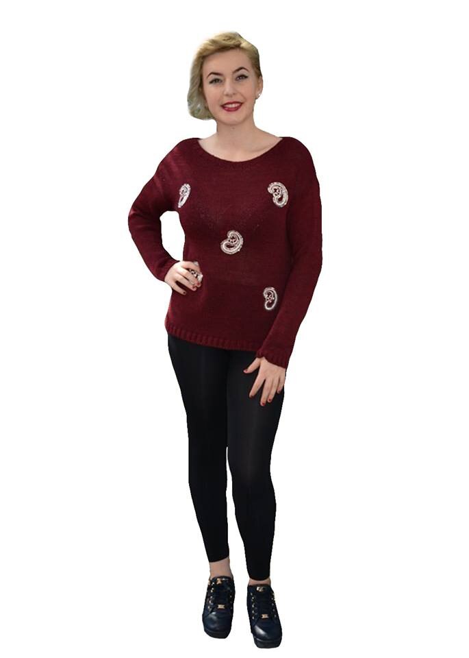 Bluza rafinata de toamna, cu imprimeu paisley,D&J Exclusive, Rosu marsala