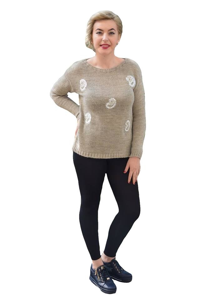 Bluza rafinata de toamna, cu imprimeu paisley,D&J Exclusive, Crem