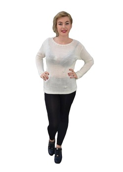 Bluza clasica cu maneca lunga, cu paiete,D&J Exclusive, Alb Bluza clasica cu maneca lunga, cu paiete,D&J Exclusive, Alb