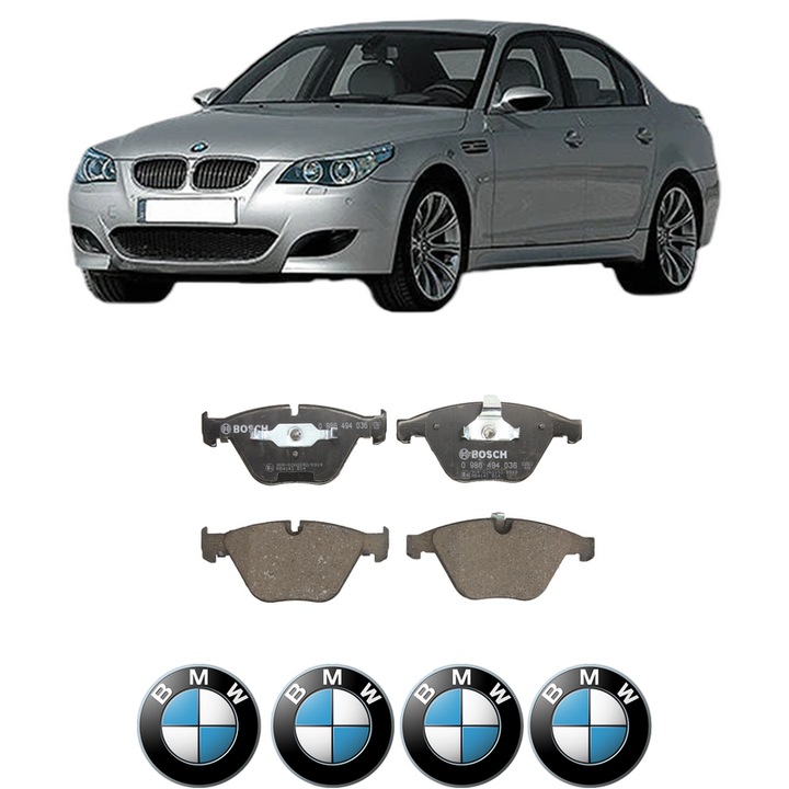 Set placute frana Fata BMW Seria 5 (E60) 530 i din 2007-2009, KW 200 CP 272 CMC 2996, Auto, Bosch, 4 Stickere auto cu BMW