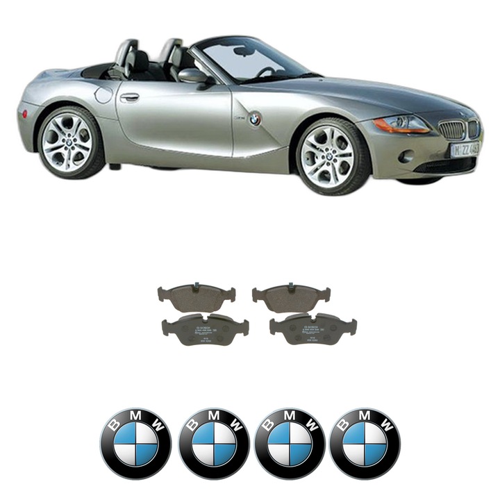 Set placute frana Fata BMW Seria Z4 Roadster (E85) 2.0 i din 2005-2009, KW 110 CP 150 CMC 1995, Auto, Bosch, 4 Stickere auto cu BMW