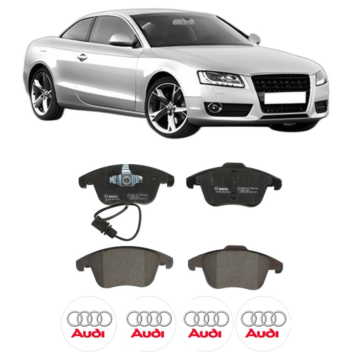 Set placute frana Fata AUDI A5 (8T3) 3.0 TDI quattro din 2011-2017, KW 180 CP 245 CMC 2967, Auto, Bosch, 4 Stickere auto cu AUDI