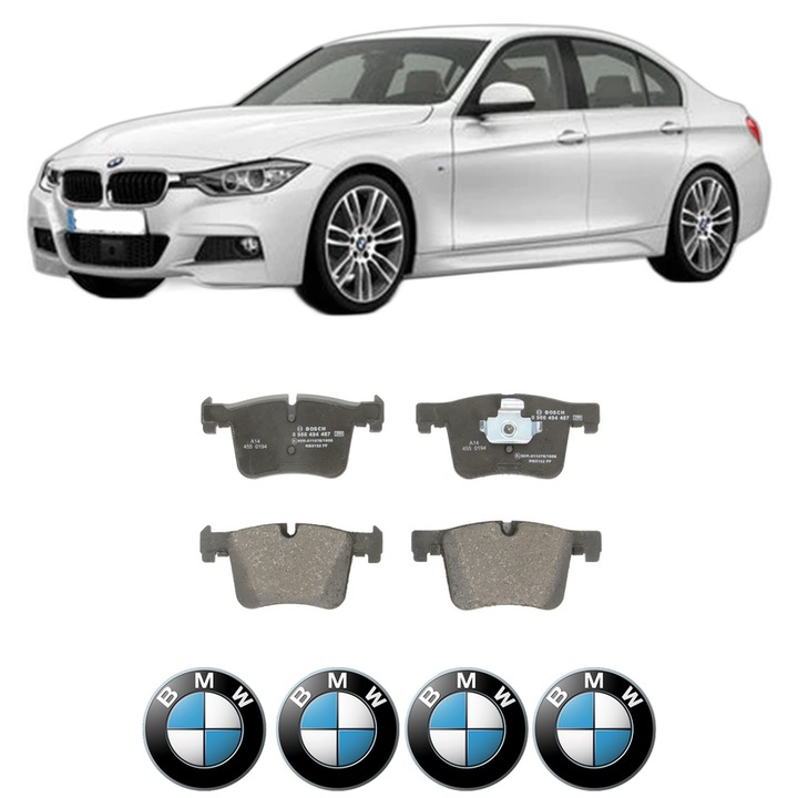 Set placute frana Fata BMW Seria 3 (F30, F80) 320 d din 2011-2018, KW 120 CP 163 CMC 1995, Auto, Bosch, 4 Stickere auto cu BMW