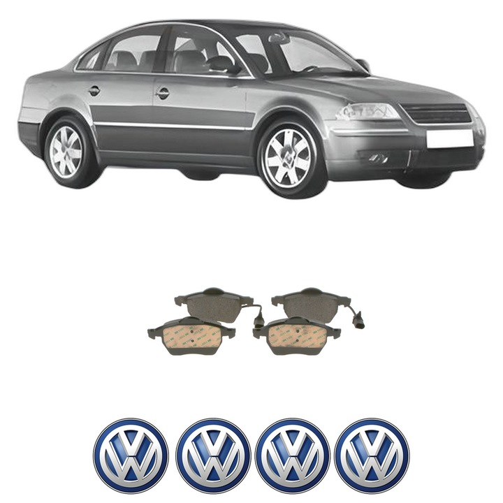 Set placute frana Fata Volkswagen PASSAT B5.5 (3B3) 1.9 TDI 4motion din 2000-2005, KW 96 CP 130 CMC 1896, Auto, Bosch, 4 Stickere auto cu Volkswagen
