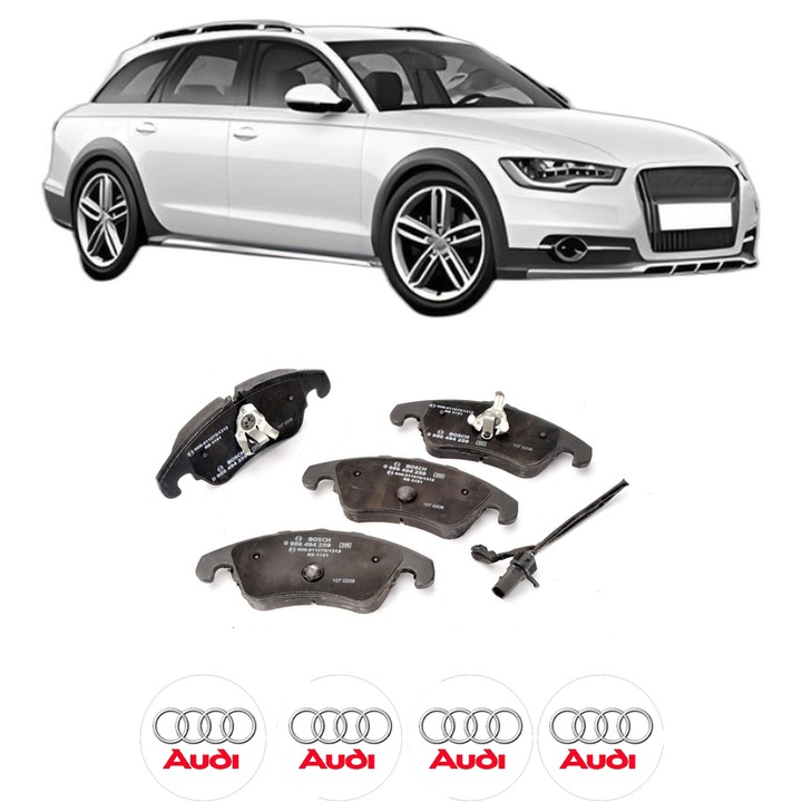 Set placute frana Fata AUDI A4 Allroad B8 (8KH) 3.0 TDI quattro din 2012-2016, KW 180 CP 245 CMC 2967, Auto, Bosch, 4 Stickere auto cu AUDI