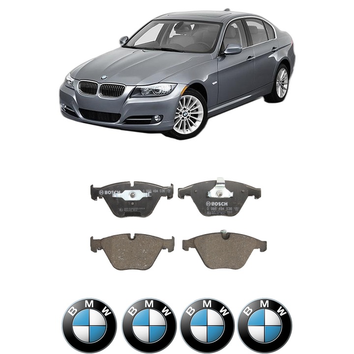 Set placute frana Fata BMW Seria 3 (E90) 335 xi din 2006-2008, KW 240 CP 326 CMC 2979, Auto, Bosch, 4 Stickere auto cu BMW