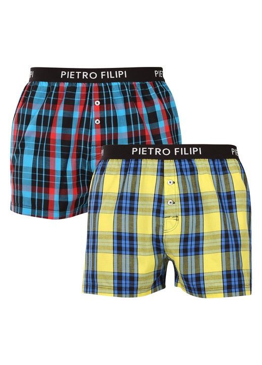 Set 2 boxeri barbati Pietro Filipi, multicolor, bumbac, croiala lejera