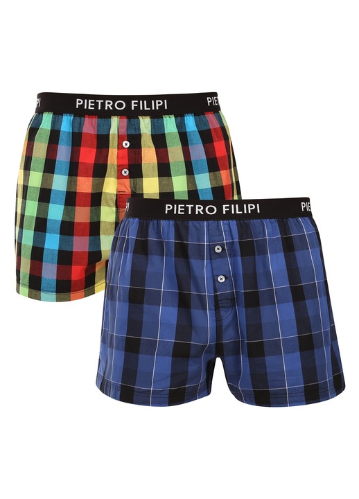 Set 2 boxeri pentru barbati Pietro Filipi, multicolori, bumbac, croiala lejera