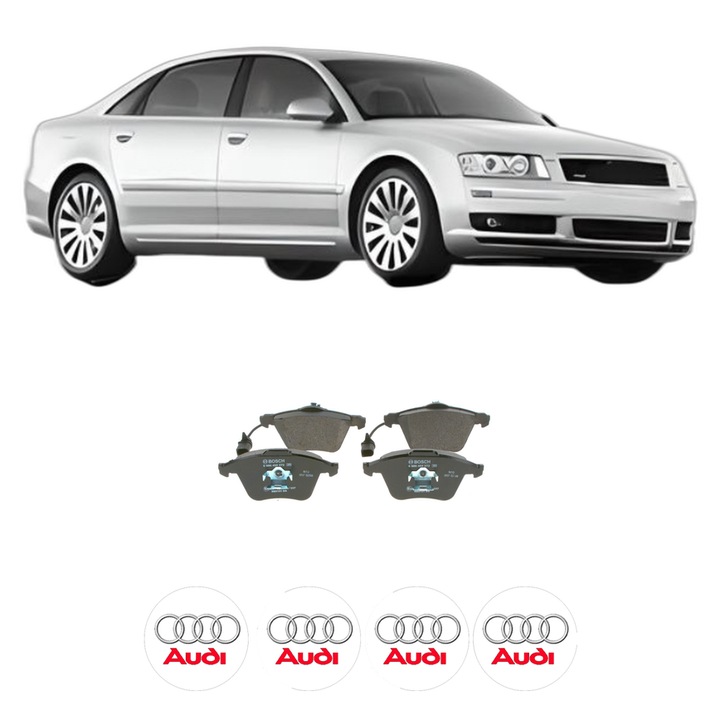 Set placute frana Fata AUDI A8 D3 (4E2, 4E8) 2.8 FSI din 2007-2010, KW 154 CP 210 CMC 2773, Auto, Bosch, 4 Stickere auto cu AUDI
