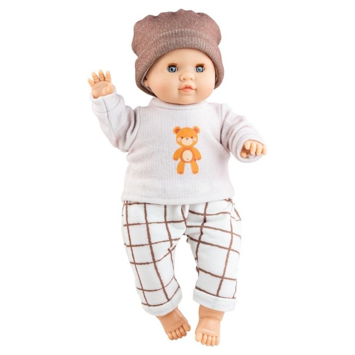 Lalacica bobas Juan, Paola Reina, 36 cm, szett pulóverrel, nadrággal és sapkával, színes
