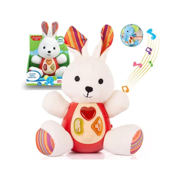 Iepuras interactiv din plus Lena, 18cm, cu sunete si lumini