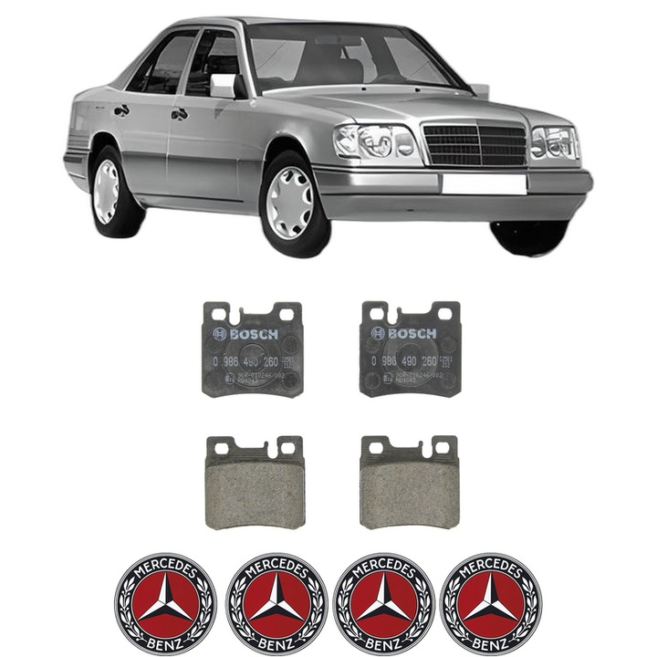 Set placute frana Spate MERCEDES-BENZ 124 Saloon (W124) 400 E 4.2 (124.034) din 1992-1993, KW 205 CP 279 CMC 4196, Auto, Bosch, 4 Stickere auto cu MERCEDES-BENZ