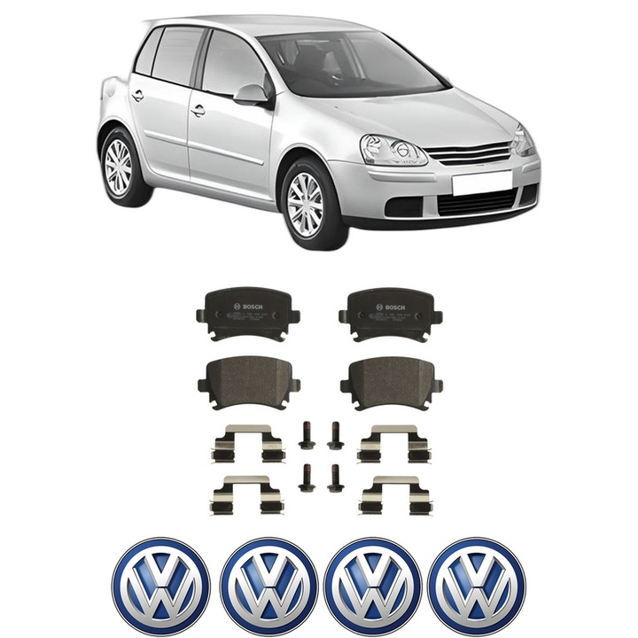 Set placute frana Spate Volkswagen GOLF V (1K1) 3.2 R32 4motion din 2005-2008, KW 184 CP 250 CMC 3189, Auto, Bosch, 4 Stickere auto cu Volkswagen