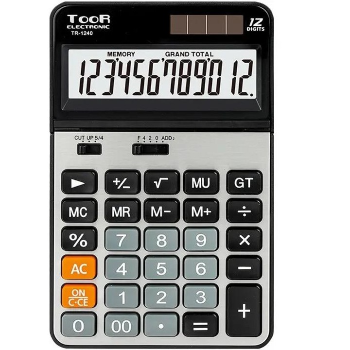 Toor TR-1240 asztali számológépek, 12-jegyű, nagy LCD kijelző, méretek 178x110x26mm