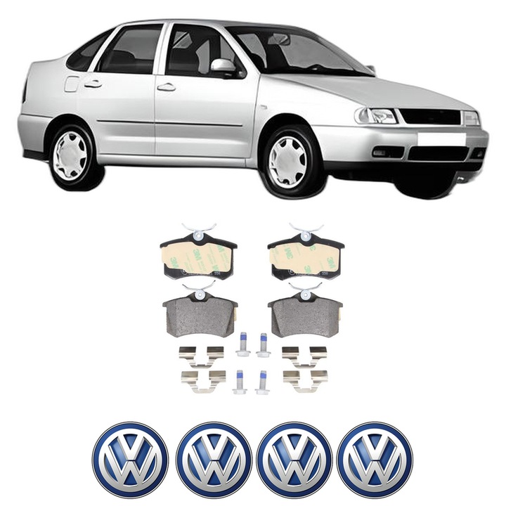 Set placute frana Spate Volkswagen POLO III CLASSIC (6V2) 75 1.6 din 1995-2001, KW 55 CP 75 CMC 1598, Auto, Bosch, 4 Stickere auto cu Volkswagen
